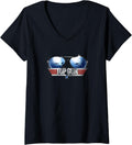Womens Top Gun Aviator Sunglasses Reflection V Neck