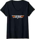 Womens Top Gun Distressed Logo V Neck