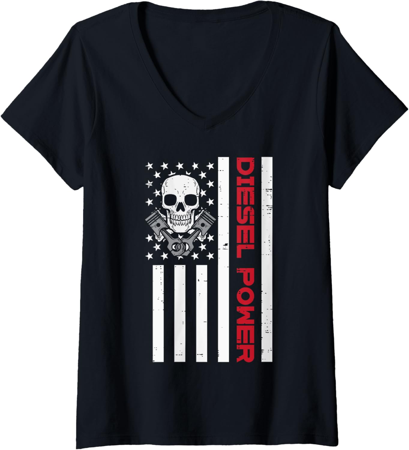 Womens Truck Diesel Power Us Flag Skull Patriotic
