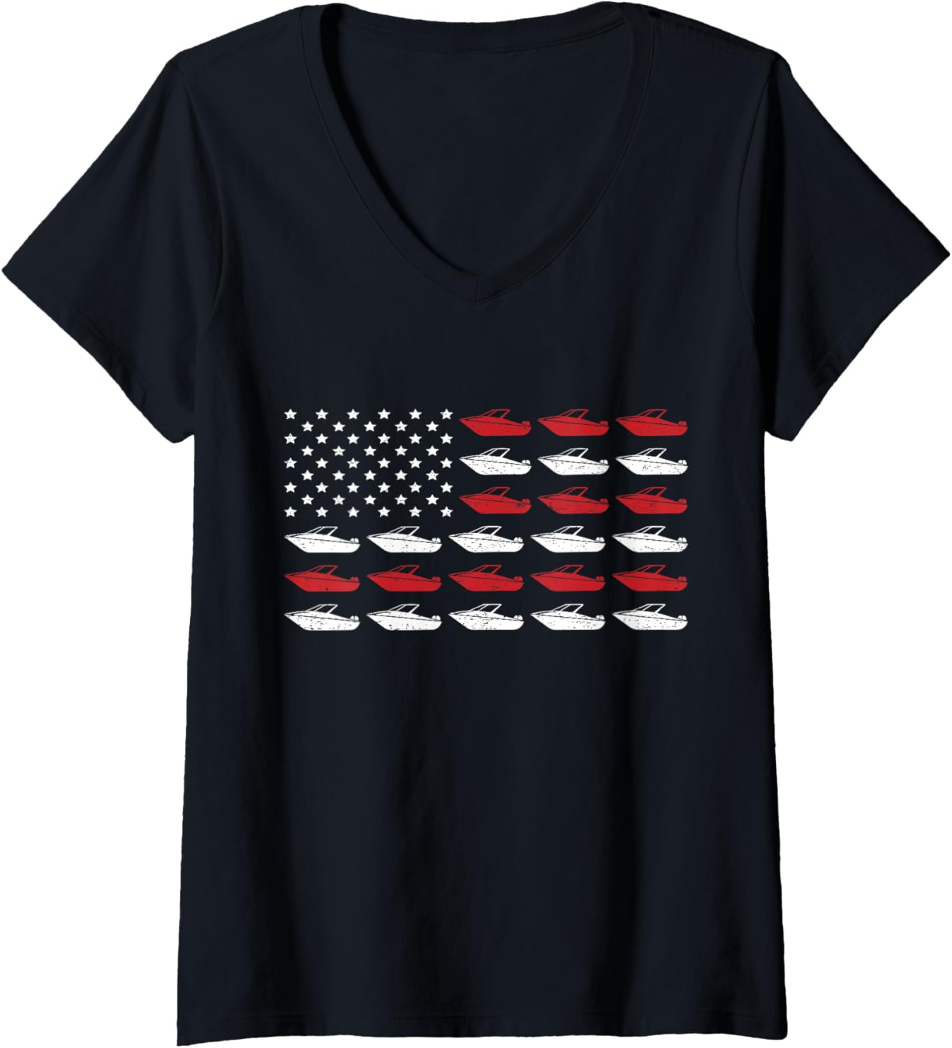 Womens Boat American Flag Motorboat Fishing Boating V