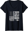 Womens Tacos Guns Messy Buns Funny Womens Taco Pro Gun Usa Flag