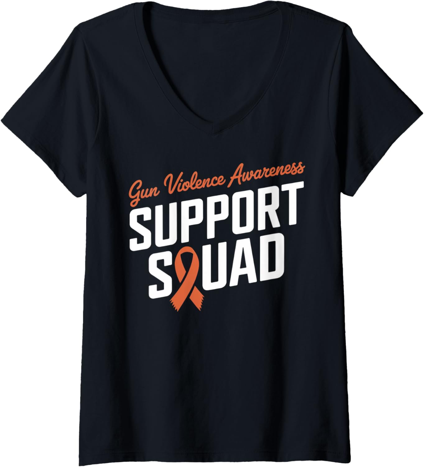 Womens Orange Ribbon Support Squad Gun Violence Awareness V Neck