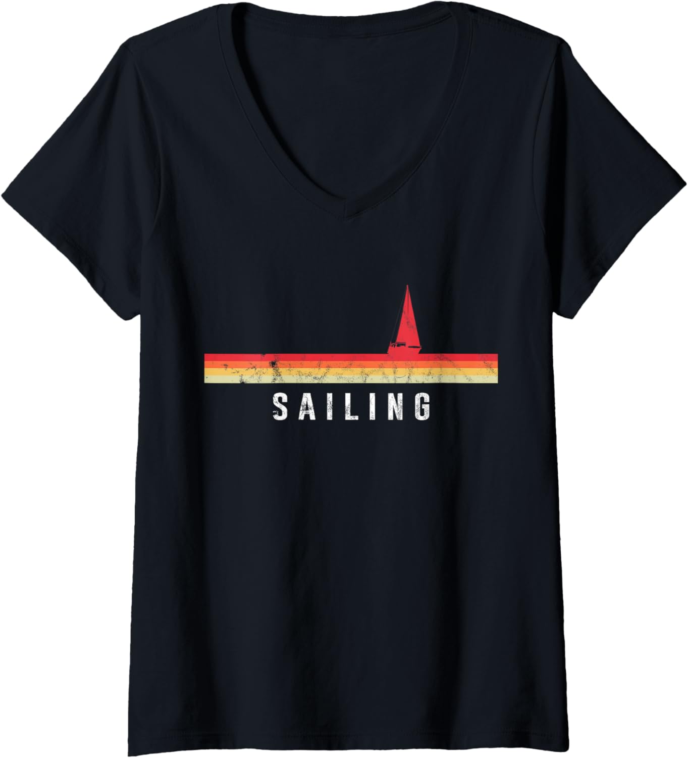 Womens Sailing Retro Sailing Boat V Neck