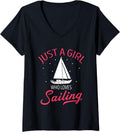 Womens Just A Girl Who Love Sailboat Sailing