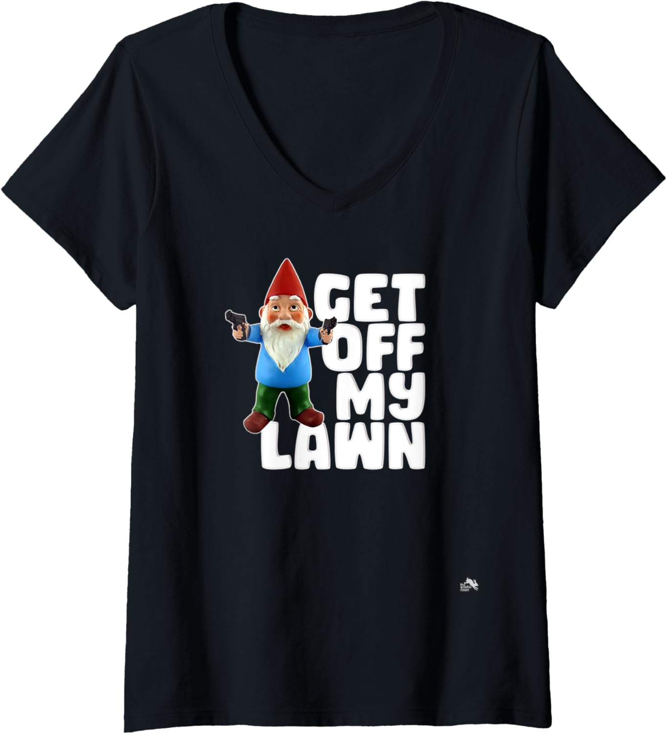 Womens Get Off My Lawn Funny Garden Gnome With Guns V Neck
