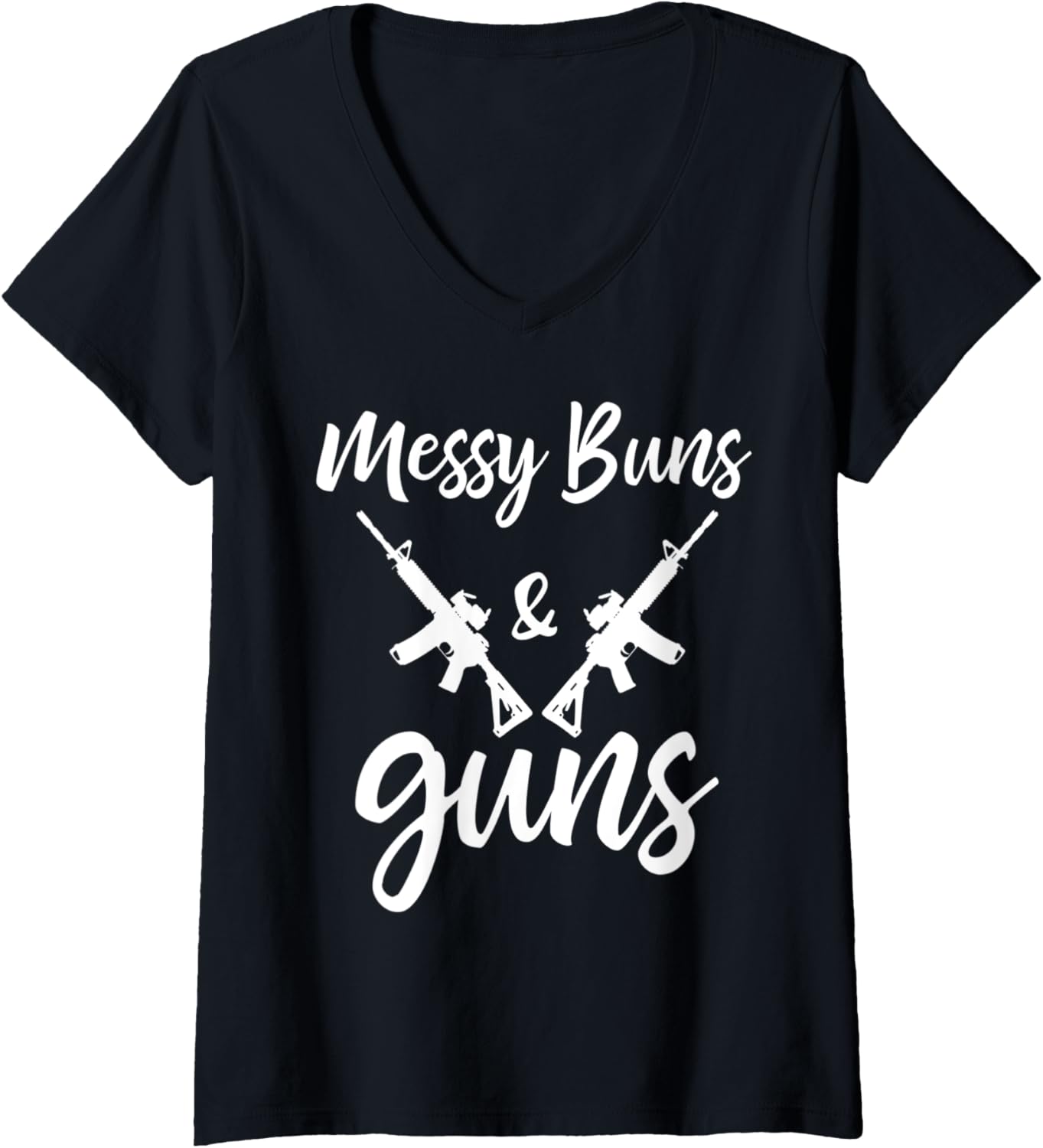 Womens Messy Buns Guns Gun Mom Gun Mama Funny Girl Gun Lover