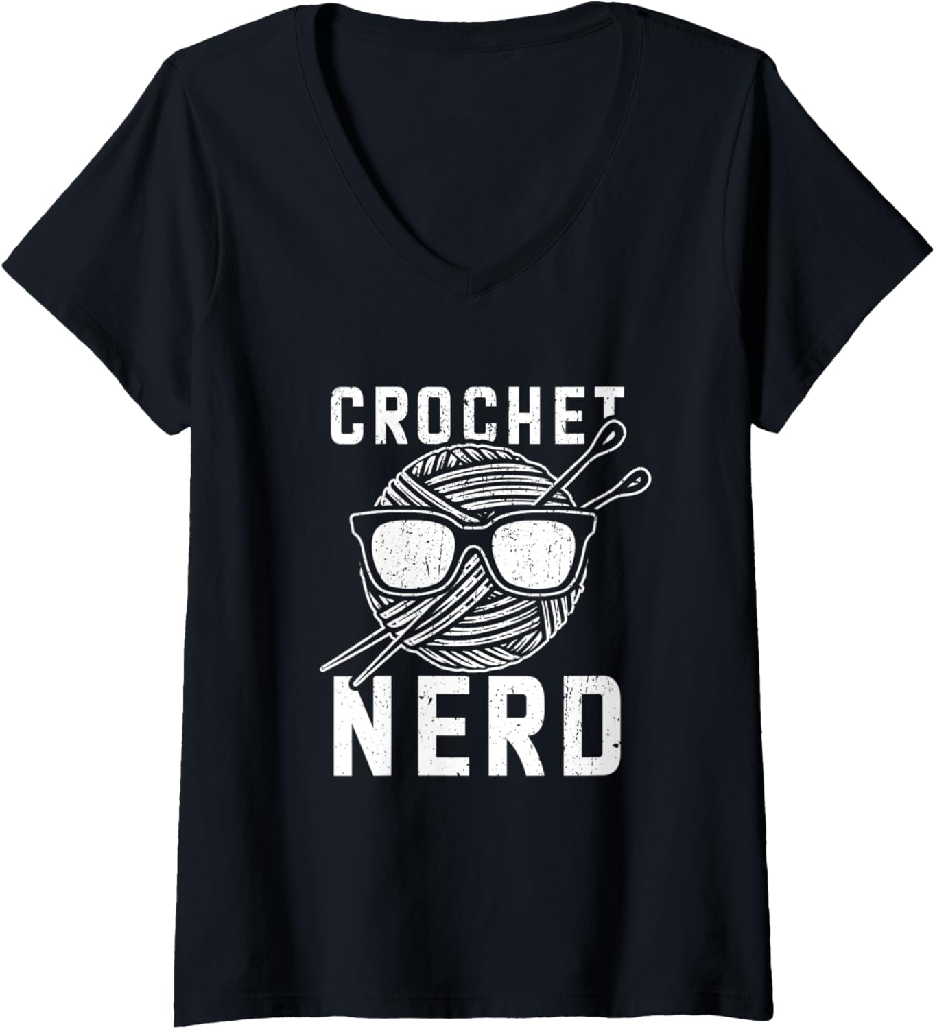 Womens Crochet Nerd Funny Crocheting Yarn Stitches Lover V-Neck