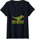 Womens Small Arms Dealer T Rex Tyrannosaurus Dinosaur Gun V Neck