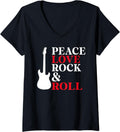 Womens Peace Love Rock Roll Rocker V Neck