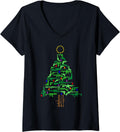 Womens Xmas Patriotic 2Nd Amendment Gun Christmas Tree V Neck