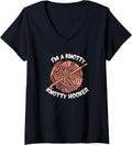 Funny Crochet Needle and Yarn Crocheting V-Neck