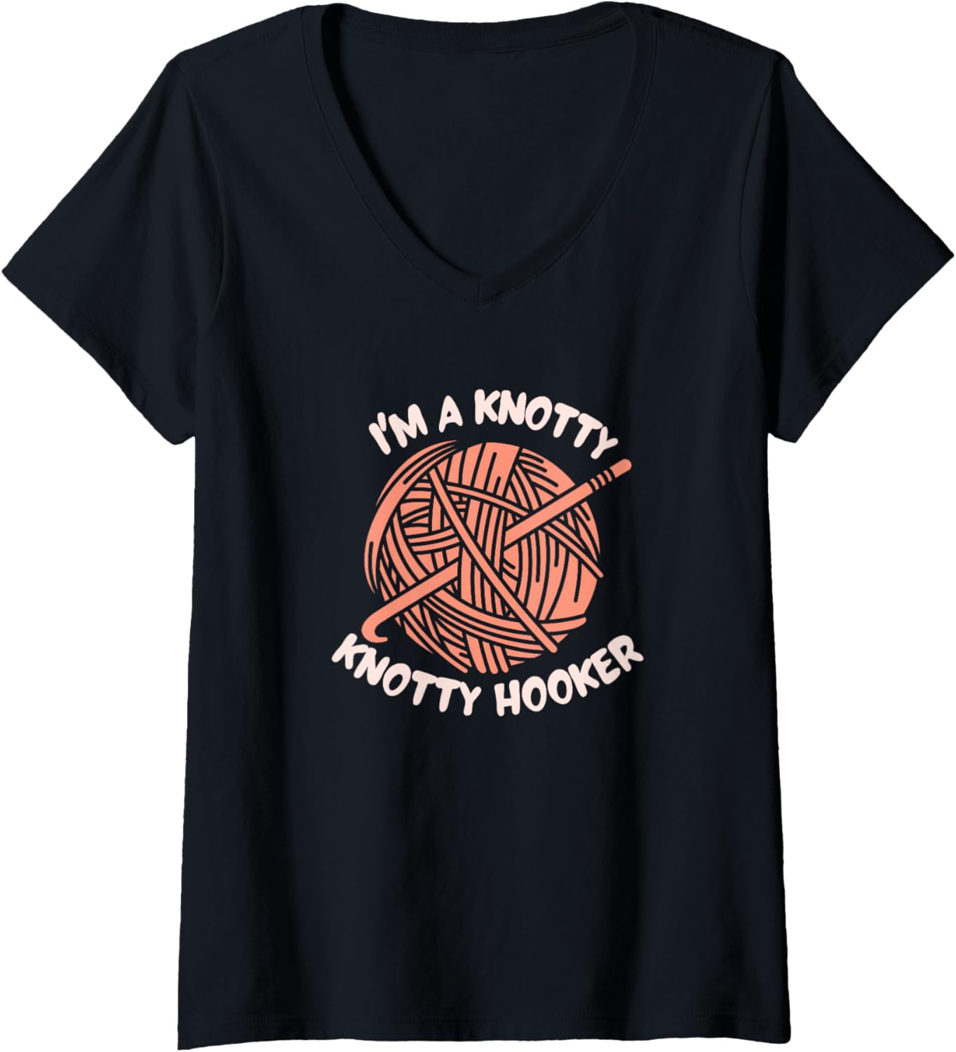 Funny Crochet Needle and Yarn Crocheting V-Neck