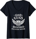Womens God Guns Bonfires Country Music V Neck