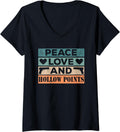 Womens Peace Love Hollow Points Retro Expanding Gun Lover V Neck
