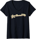 Womens Gun Barrel City Tshirt Retro Art Baseball Font Vintage V Neck