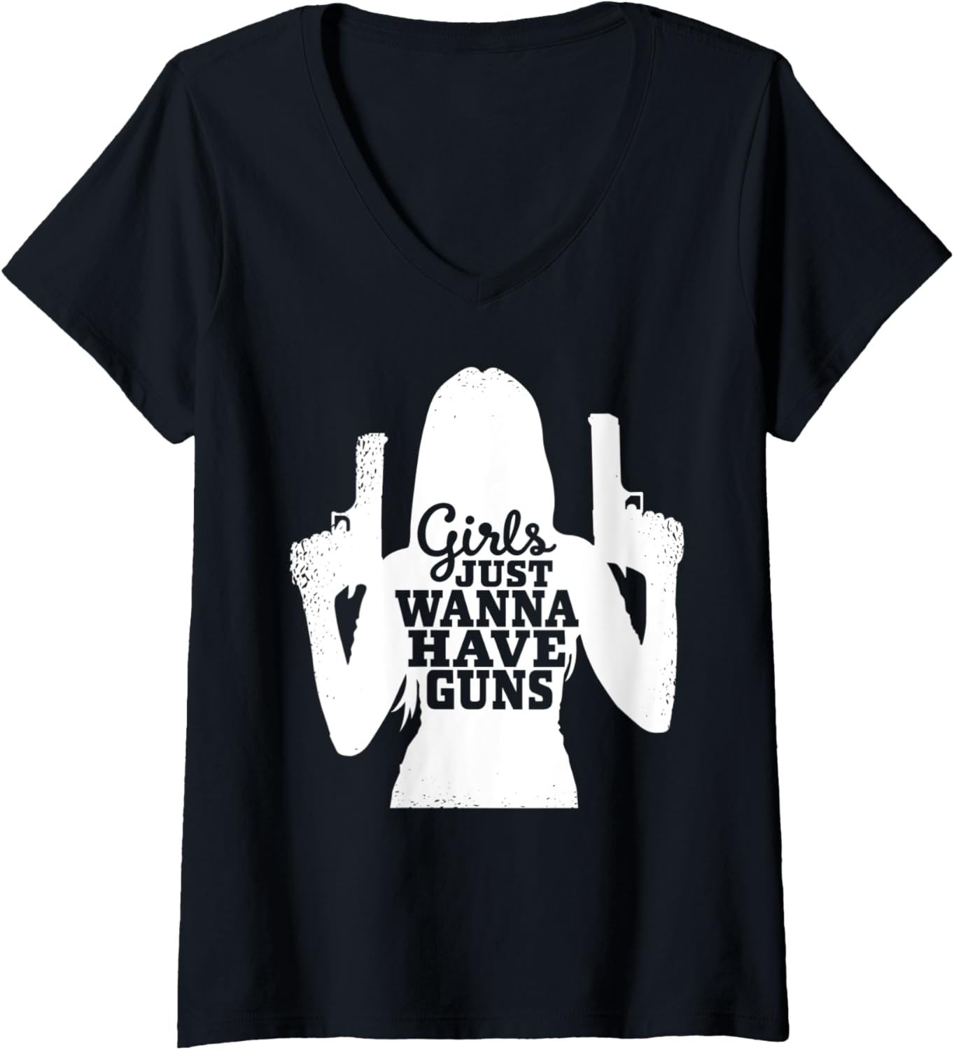 Womens Girls Just Wanna Have Guns Female Sport Shooters V Neck