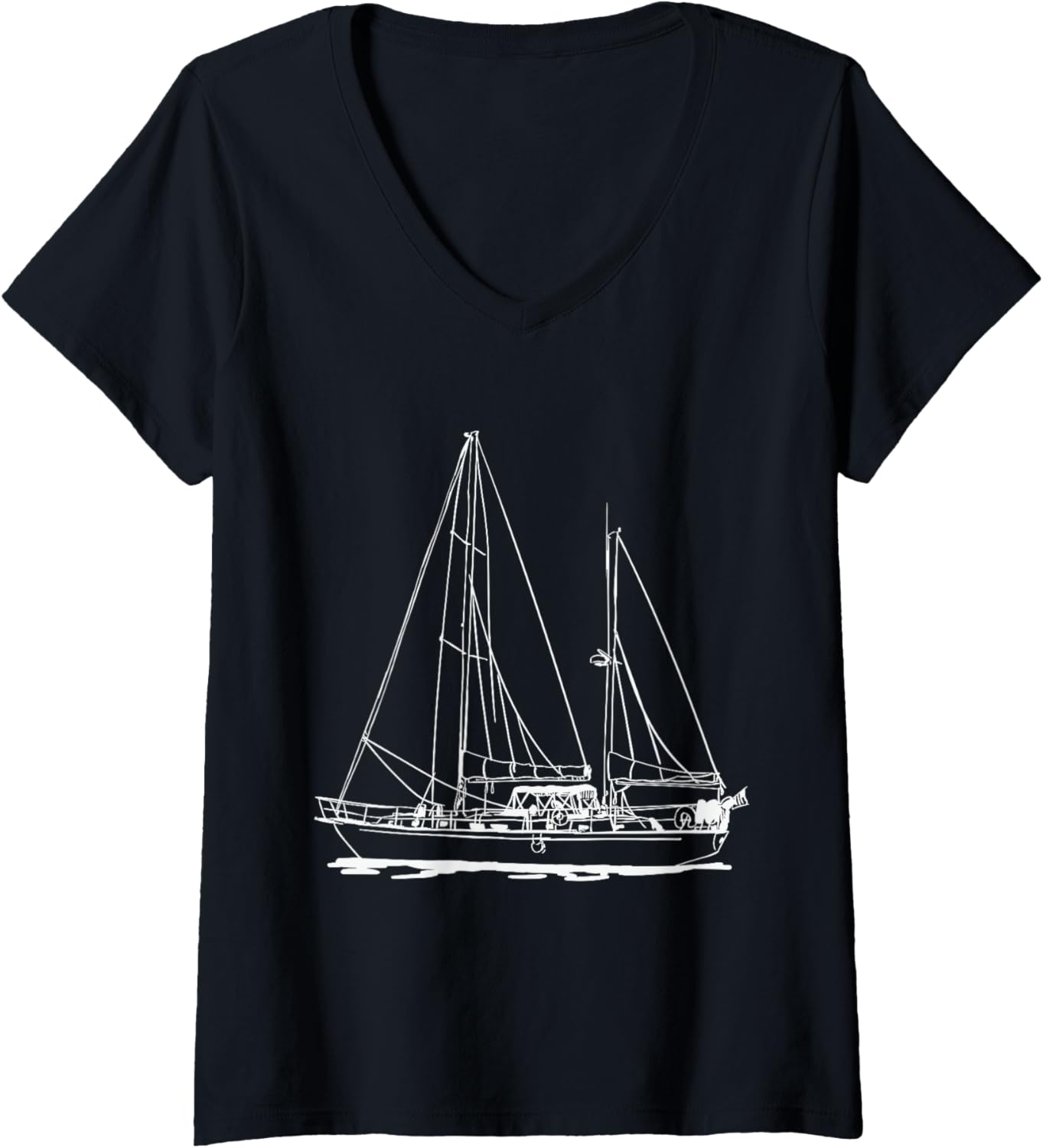 Womens Schooner Sail Boat V Neck