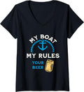 Womens My Boat My Rules Beer Funny Boating