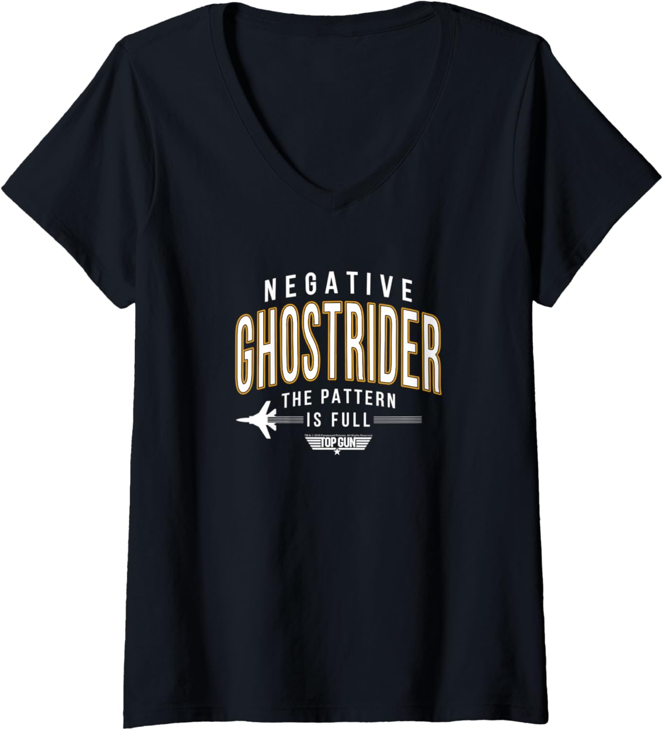 Womens Top Gun Negative Ghostrider Pattern Is Full Text V Neck