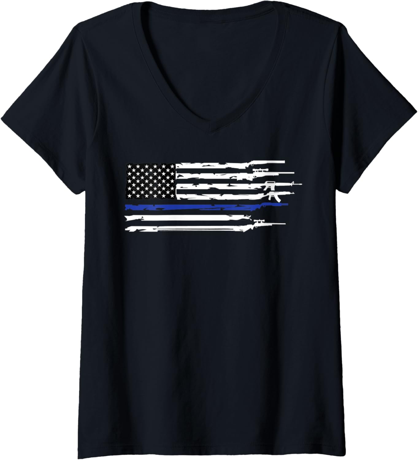 Womens American Thin Blue Line Police Shotgun Sniper Akm Ar 15 Guns