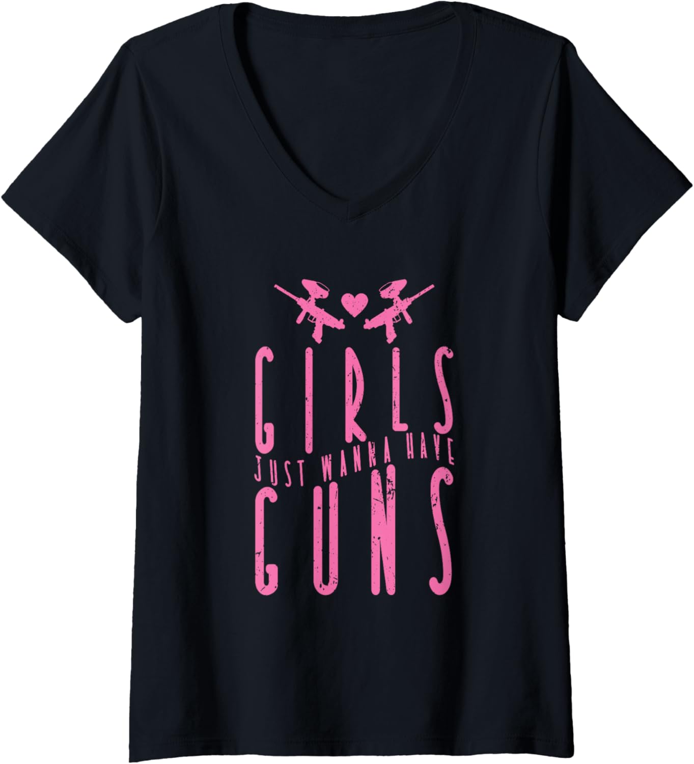 Womens Paintball Girls Just Wanna Have Guns V Neck