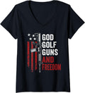 Womens God Golf Guns Freedom Funny Pro Guns Golfer Rifle Flag V
