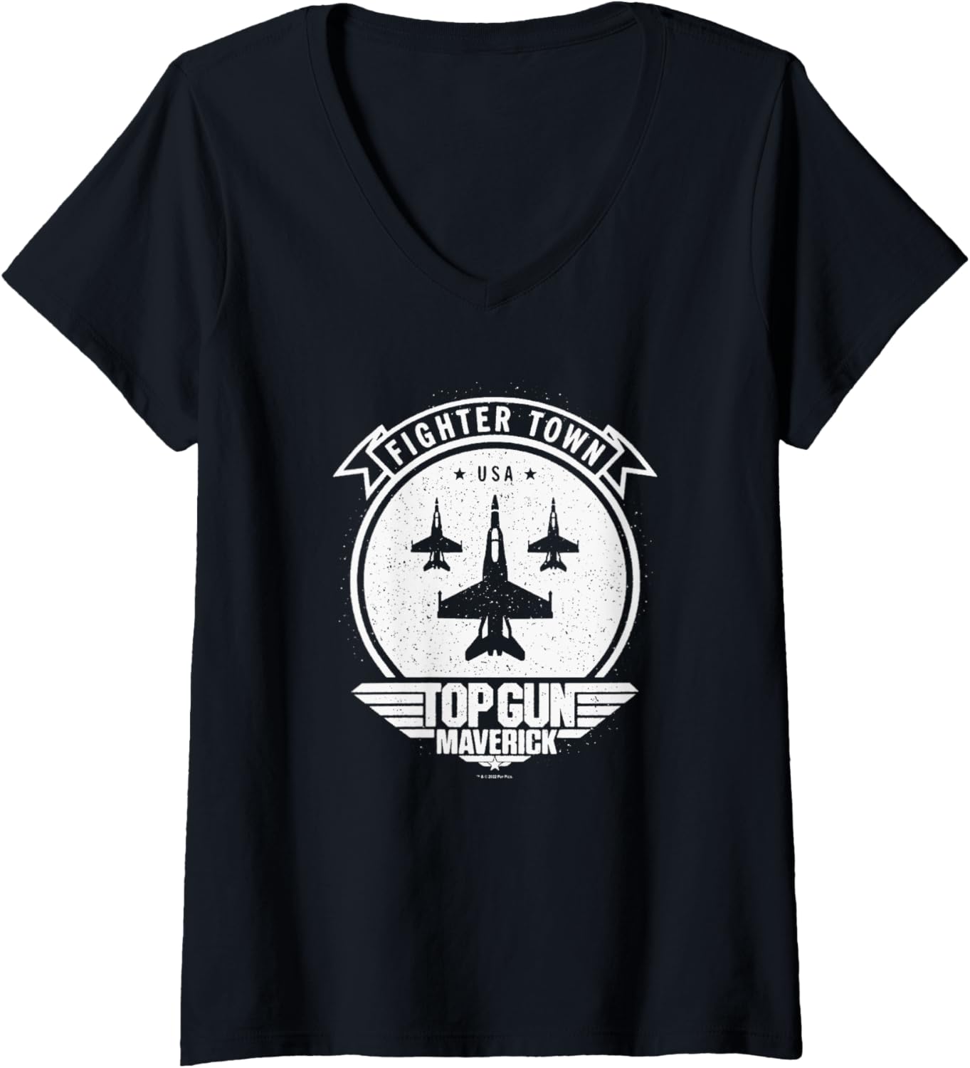 Top Gun Maverick Fighter Town Usa Jets Logo V Neck