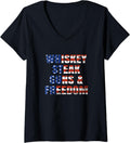 Womens Whiskey Steak Guns Freedom Patriotic Usa Flag V Neck