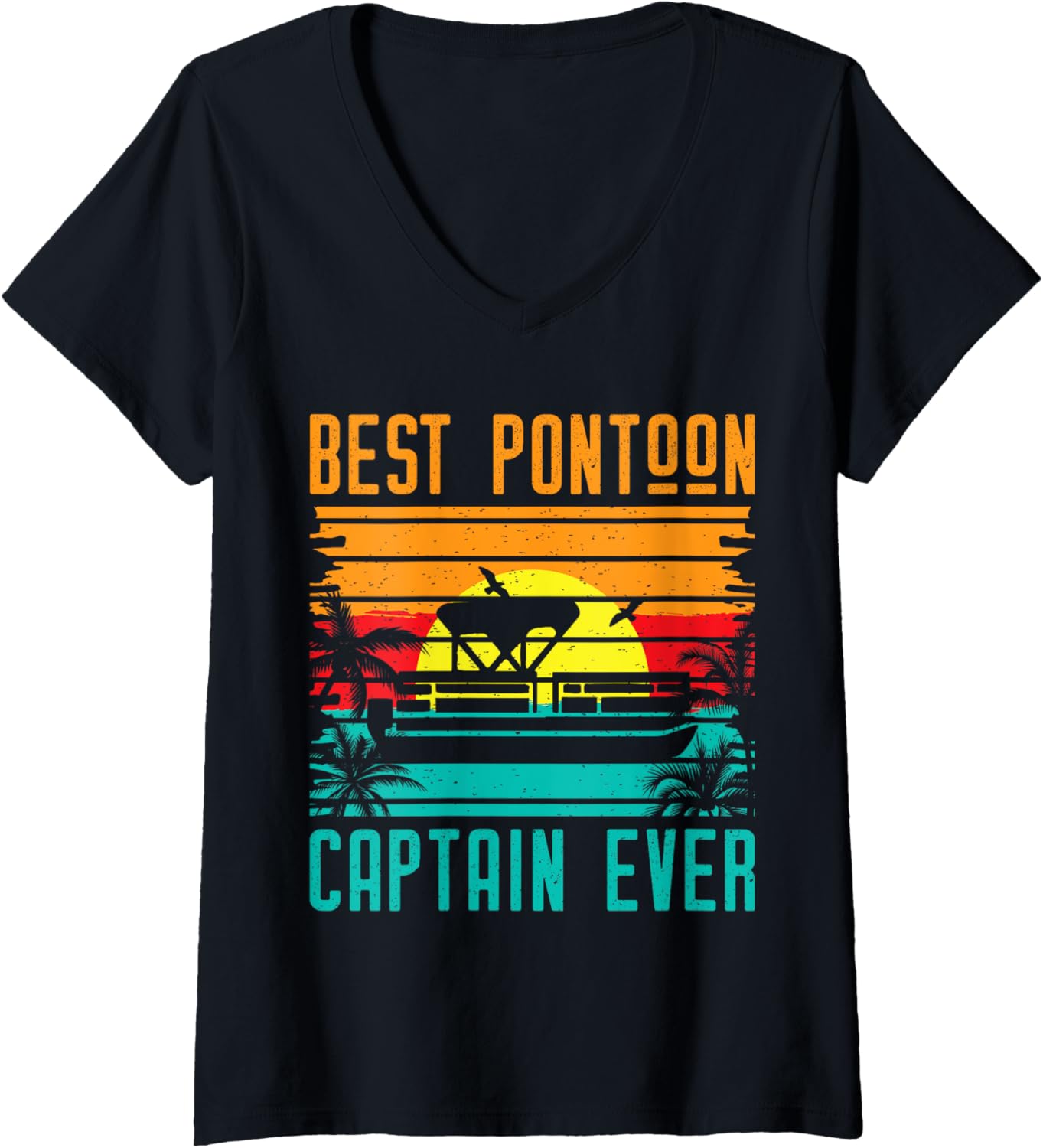 Womens Best Pontoon Captain Ever Boat V Neck