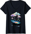 Womens Rainbow Whimsical Rain Umbrella Cloud Fantasy Boat
