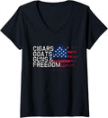 Womens Cigars Goats Guns Freedom T Shirt Goat V Neck