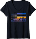 Womens Lake Mode Sunset American Flag Summer Boating
