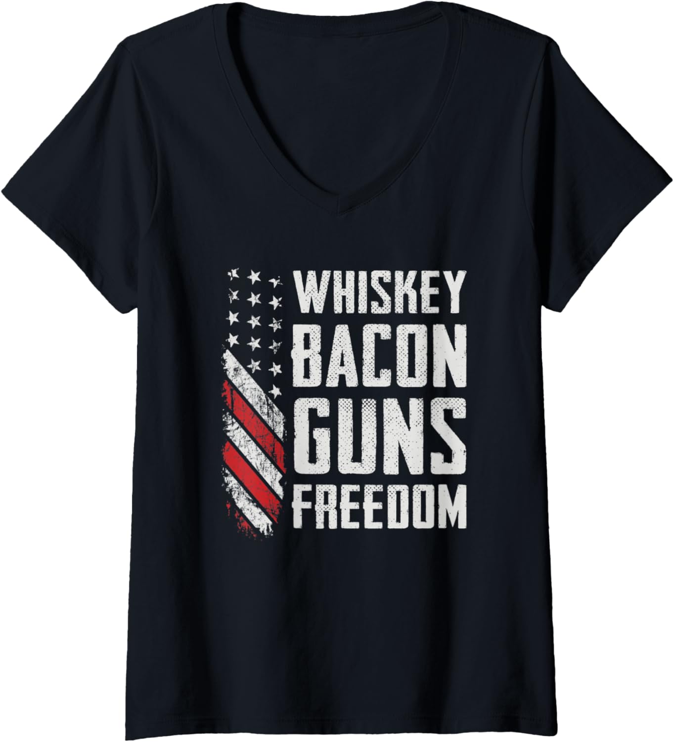 Womens Whiskey Bacon Guns Freedom Bbq Grill Drinking Funny Gun V Neck
