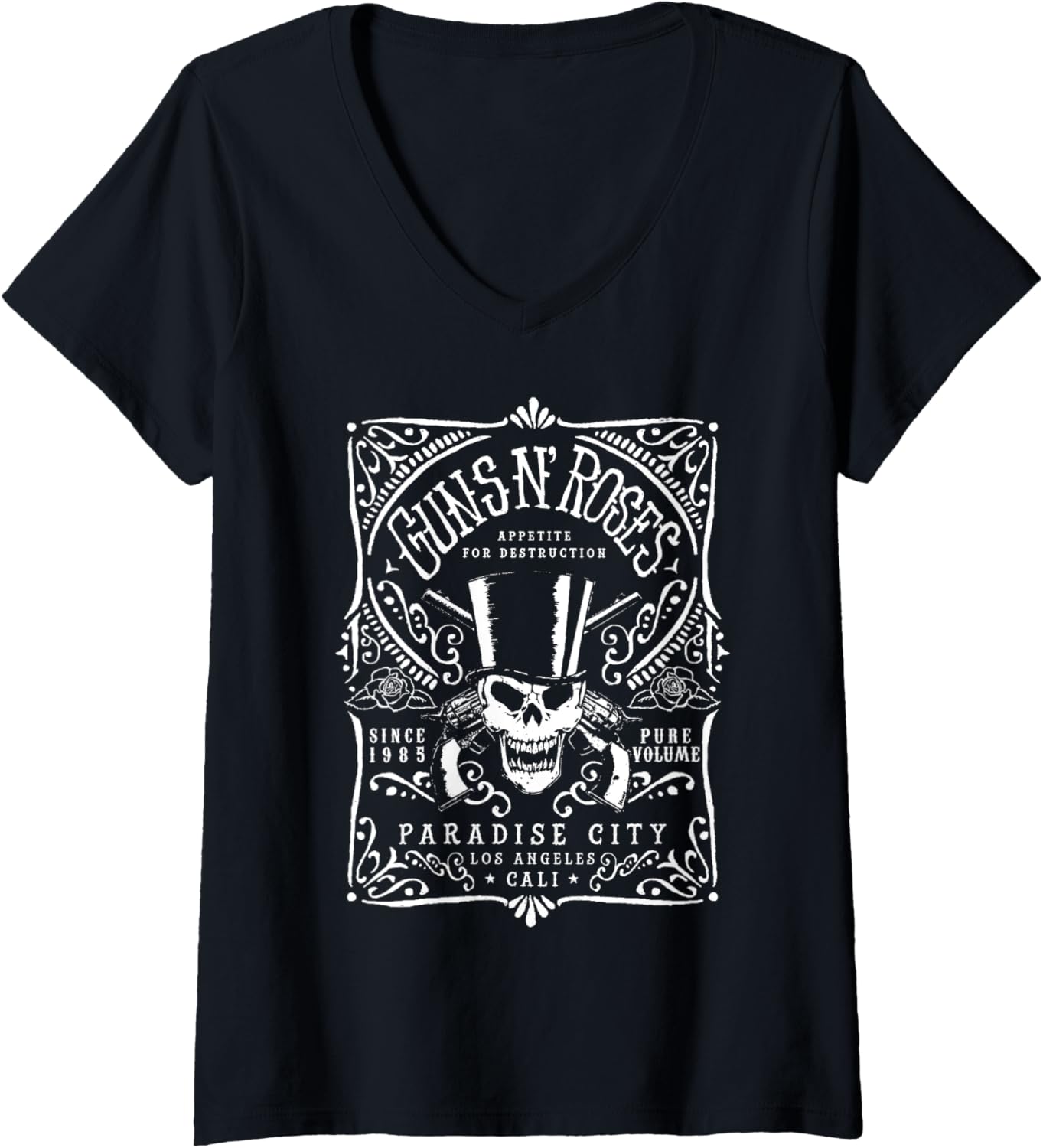 Womens Official Guns N Roses Paradise City Label V Neck