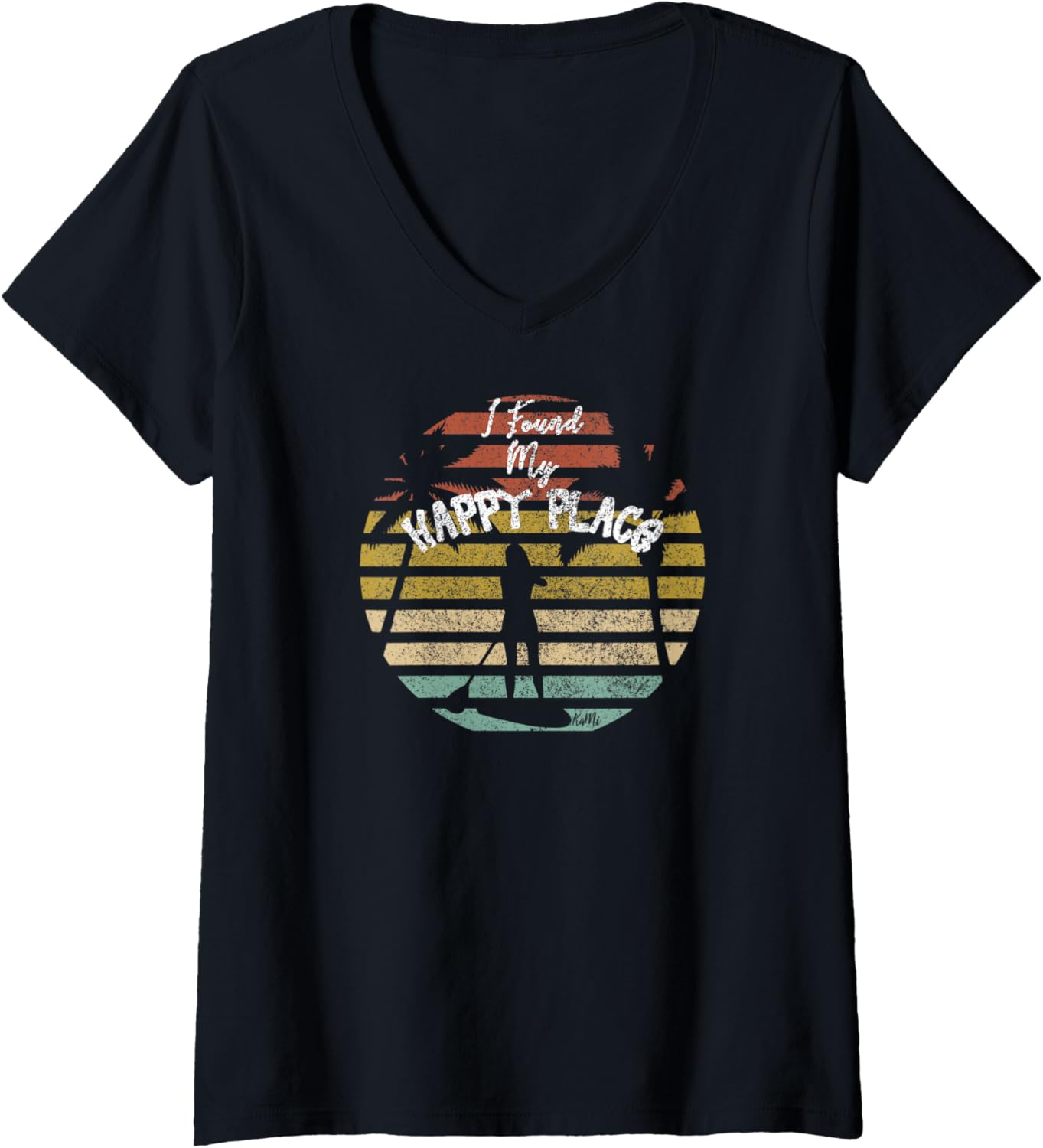 Womens Women Kids SUP Shirt I Found My Happy Place Stand Up Paddle V-Neck