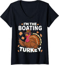 Womens Thanksgiving I M Boating Turkey Family V