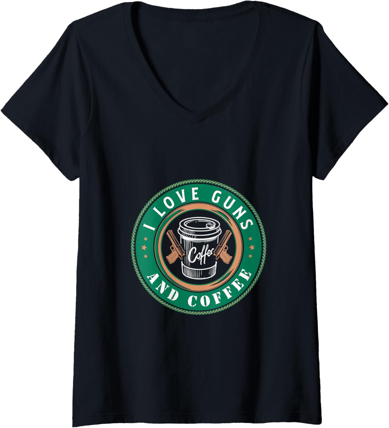 Womens I Love Guns Coffee Design A Gun Coffee Lover V Neck