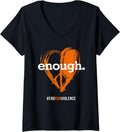 Womens Enough Tshirt Orange Gun Control Shirt Peace Love Symbol V Neck