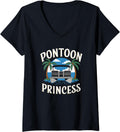 Womens Pontoon Princess Boat Pantooning Captain V Neck