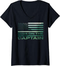 Womens Dibs On Captain Sunset American Flag Summer