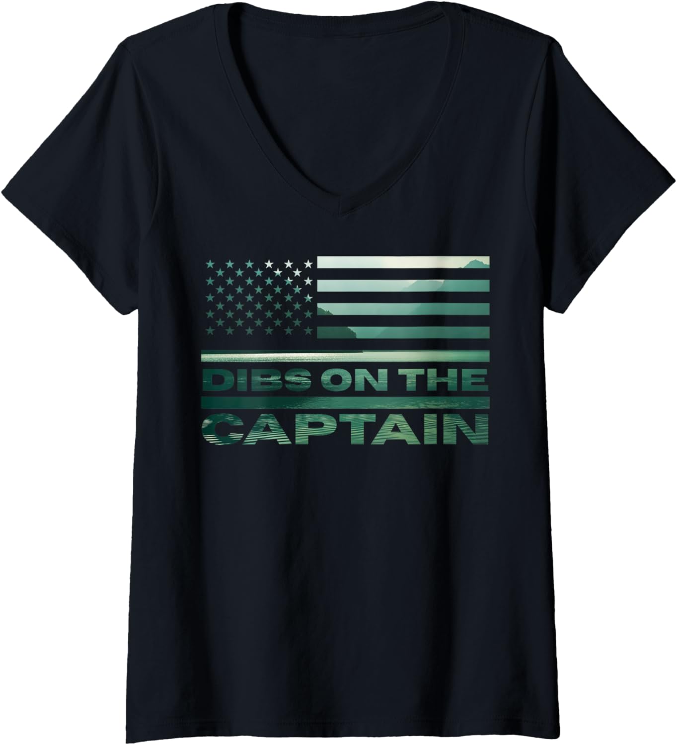 Womens Dibs On Captain Sunset American Flag Summer