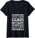 Womens Patriotic Gun Loving American Americans Love Their Guns V Neck