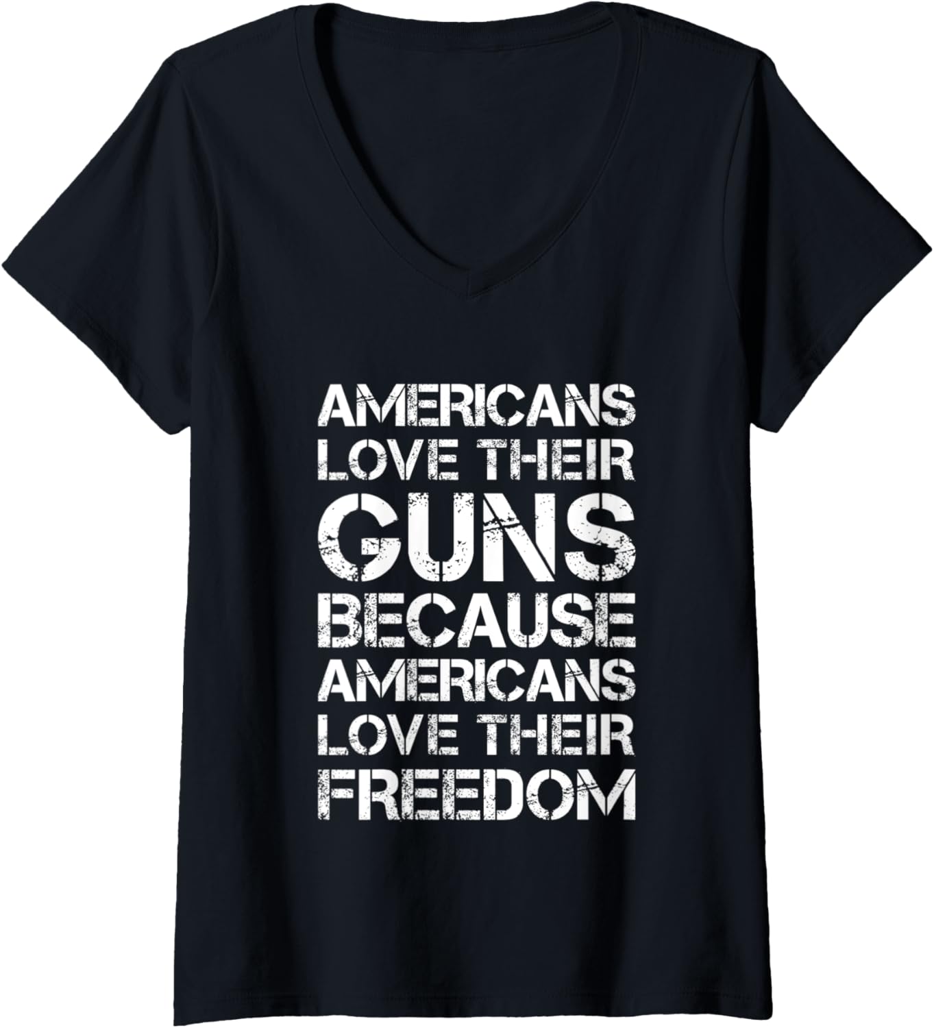 Womens Patriotic Gun Loving American Americans Love Their Guns V Neck