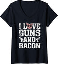 Womens I Love Guns Bacon Gun Lover V Neck