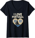 Womens I Love Portugal Heart Tile Sailboat V