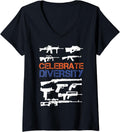 Womens Celebrate Diversity Different Gun T Shirt Gun Lovers V Neck