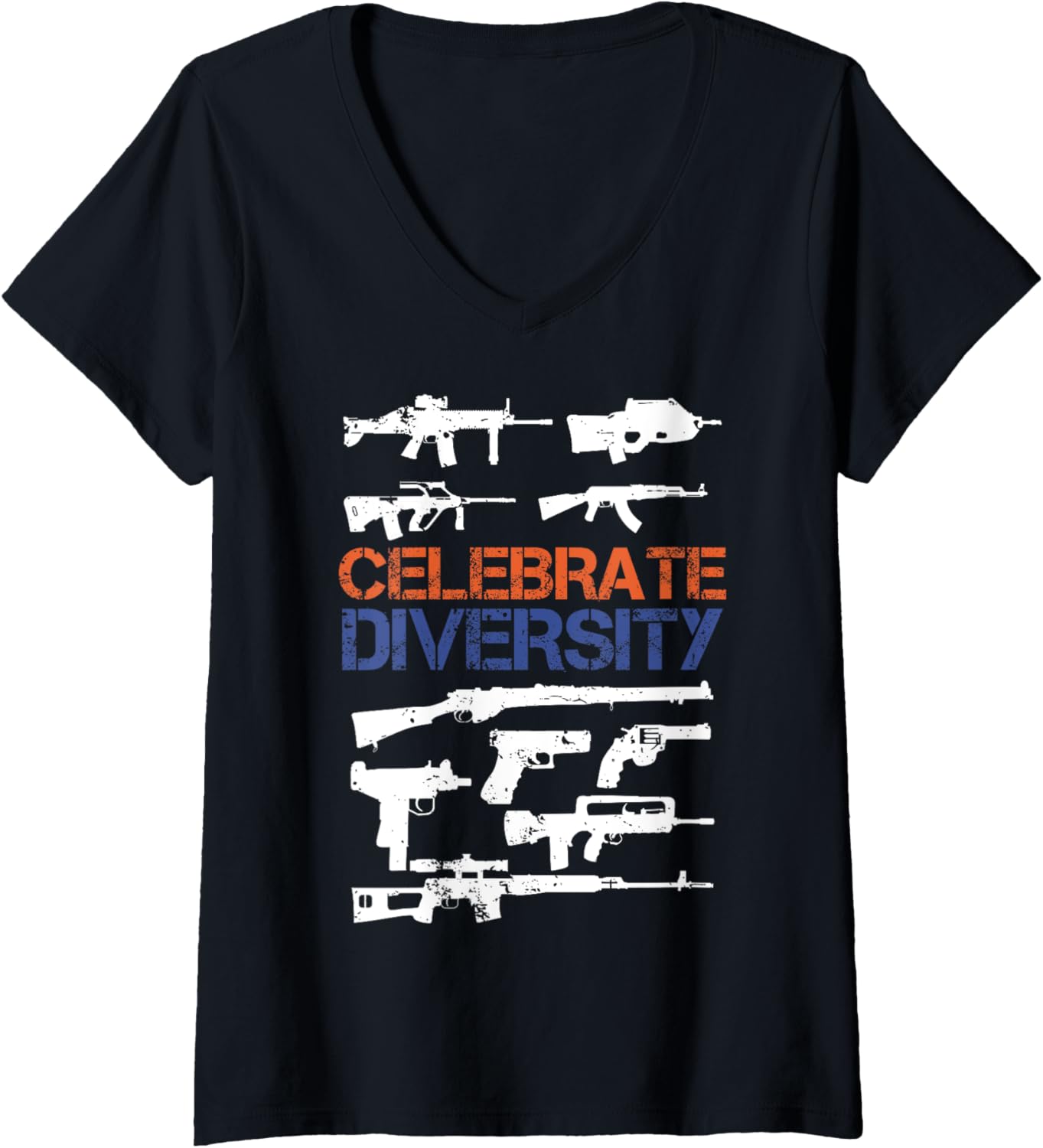 Womens Celebrate Diversity Different Gun T Shirt Gun Lovers V Neck