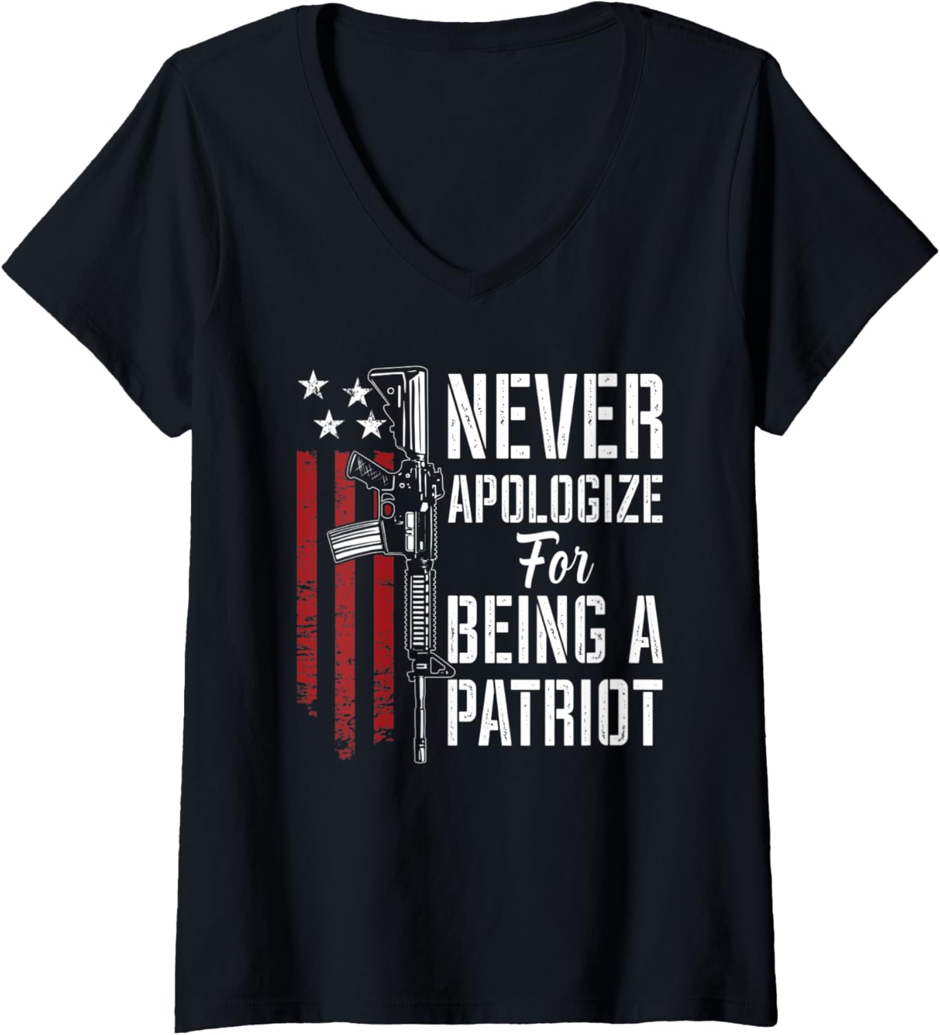 Womens Never Apologize Being A Patriot Patriotic Pro Gun Usa V Neck