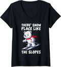 Womens Skiing Kids THERE IS SNOW PLACE LIKE THE SLOPES V-Neck