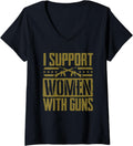 Womens I Support Women With Guns Gun Owner Women Gun V Neck